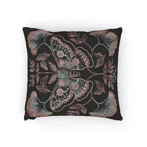 Luna Moth Woven Pillow in Dusty Rose